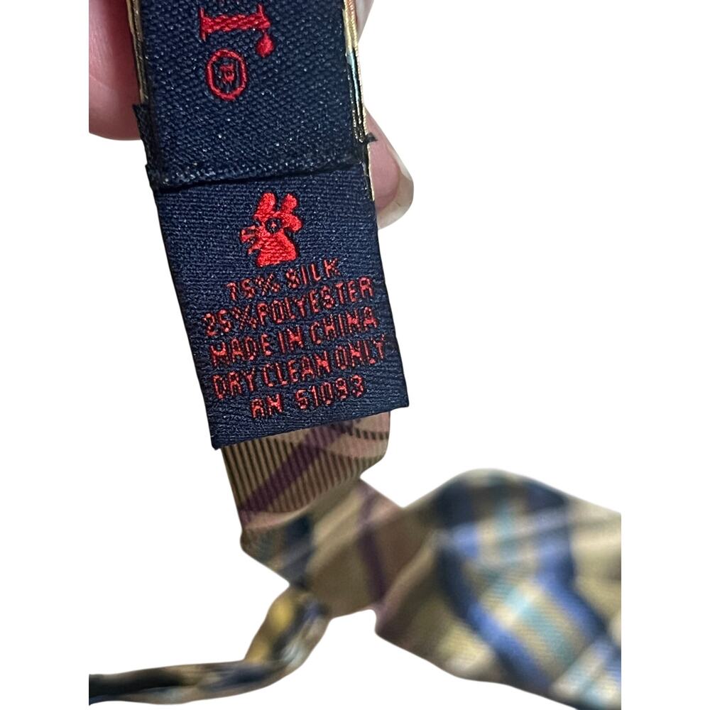 Rooster Silk Blend Plaid Adjustable Bow Tie 14.5 - 20 - Picture 5 of 5